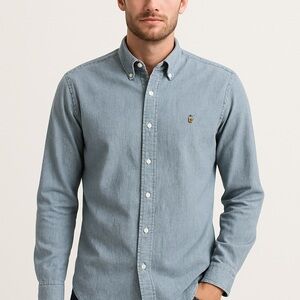 Polo Ralph Lauren Denim Shirt Jacket XL Blue Flesh Pony Slim Fit Jeans VTG